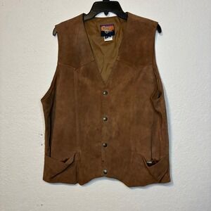 Cripple Creek Mens Brown Suede Leather Vest Western Cowboy XL Vintage Bikercore
